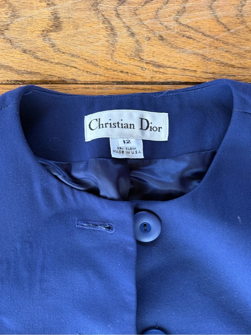Vintage Christian Dior 100% Wool Blue Blazer size 12